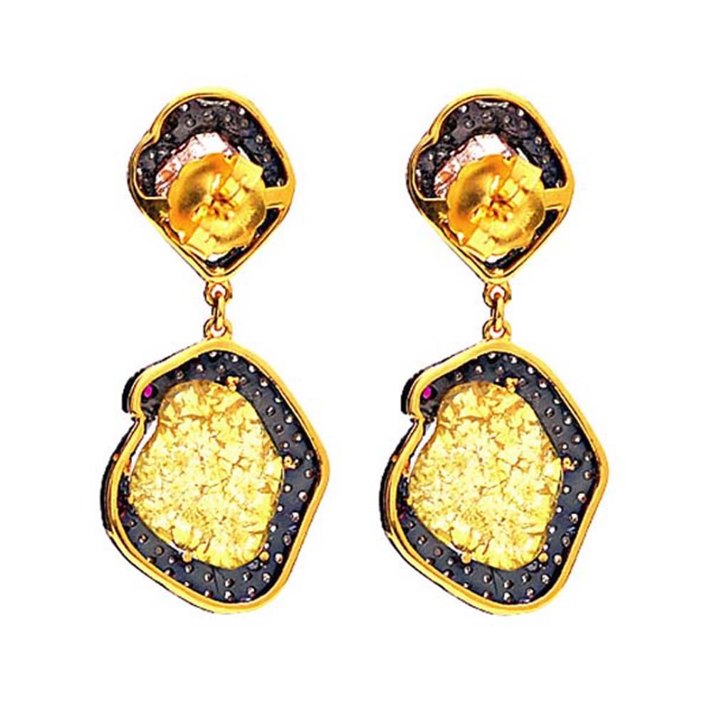 Diamant-Ohrring aus Gold und Silber mit geschliffenem Ring (Kunsthandwerker*in) im Angebot