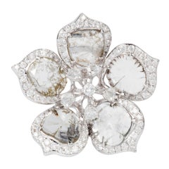 Manpriya B Slice Diamond 18K White Gold Flower Clip-On Stud Earrings