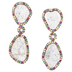 Manpriya B Slice Diamond, Ruby, Coloured Sapphire and Tsavorite Drop Earrings