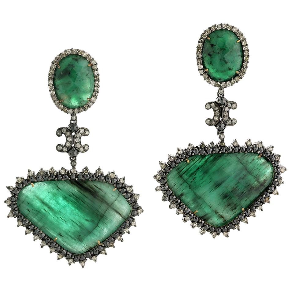 Slice Emerald Earring with Diamonds