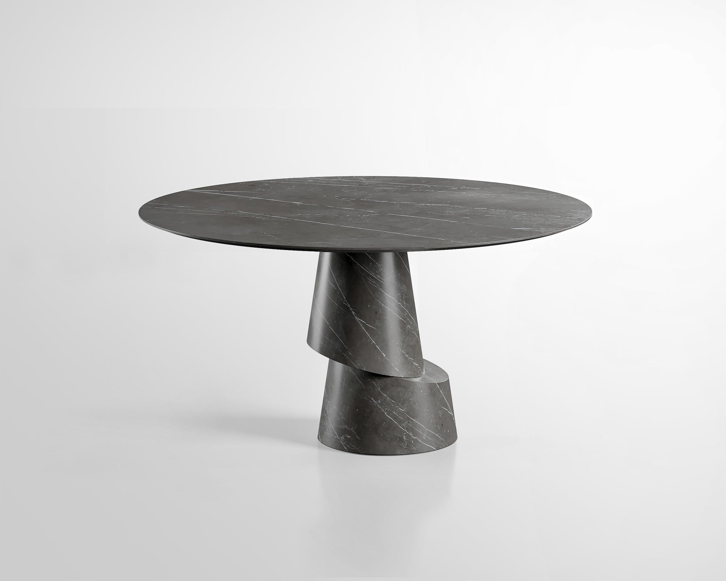 Slice Graphite Stone Dining Table by Etamorph
Dimensions: Ø 140 x H 45 cm.
Materials: Graphite stone.

Available in Graphite, White Carrara, Nuvolato and Jungle marble options. Other stones on demand. Please contact us. 

ETAMORPH is a NYC-based