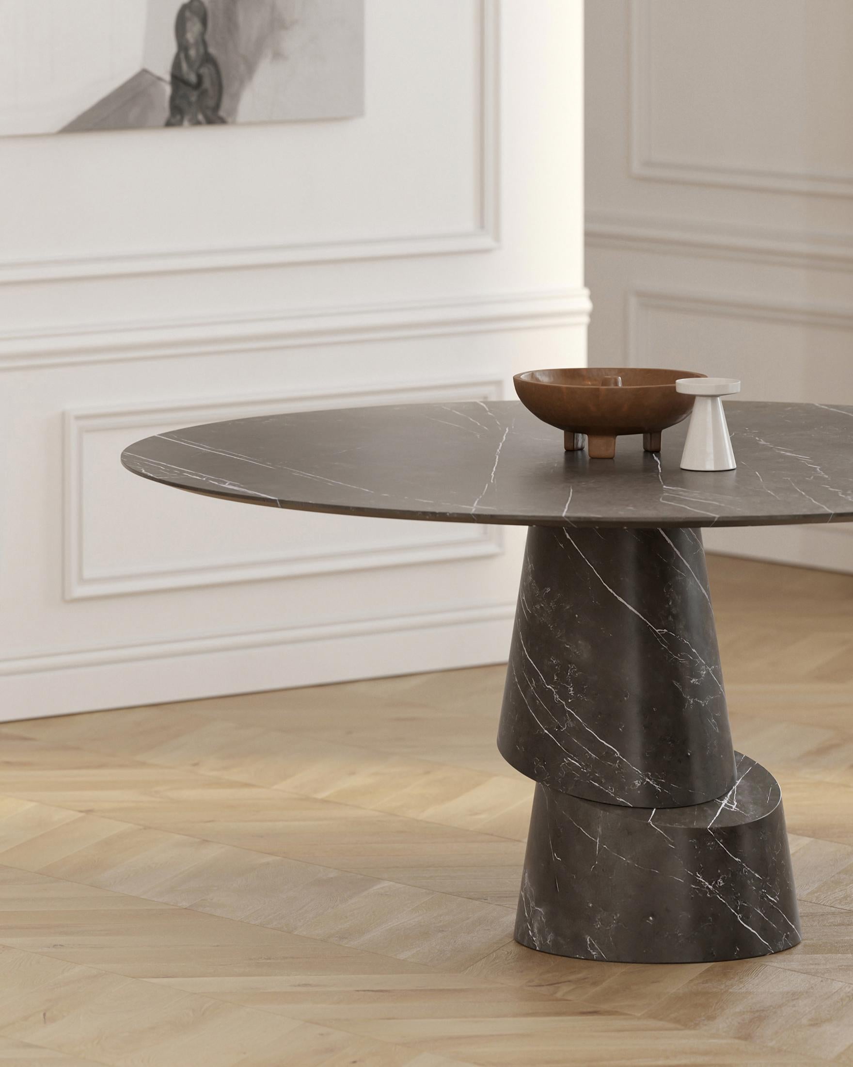 Post-Modern Slice Graphite Stone Dining Table by Etamorph For Sale