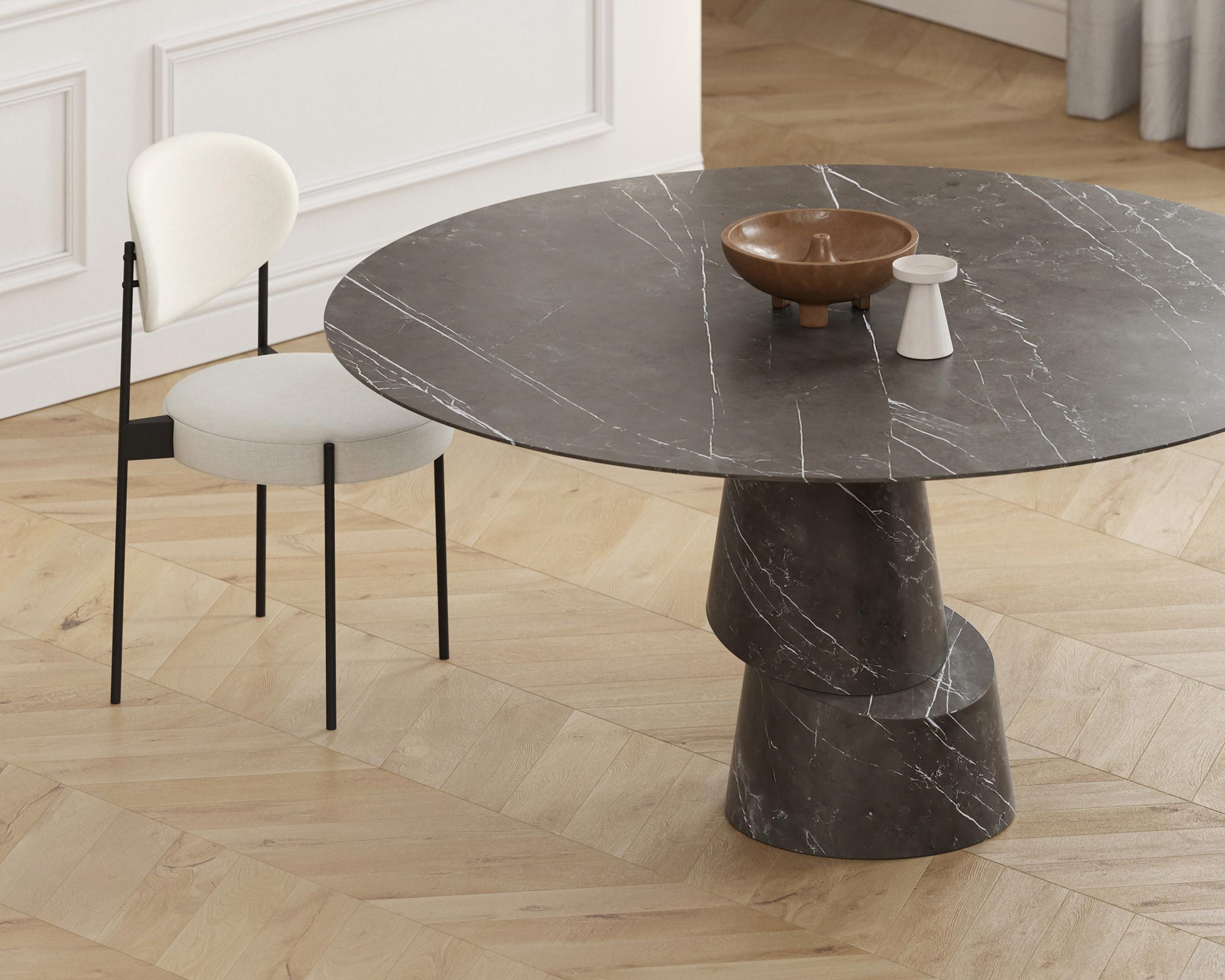 Italian Slice Graphite Stone Dining Table by Etamorph For Sale
