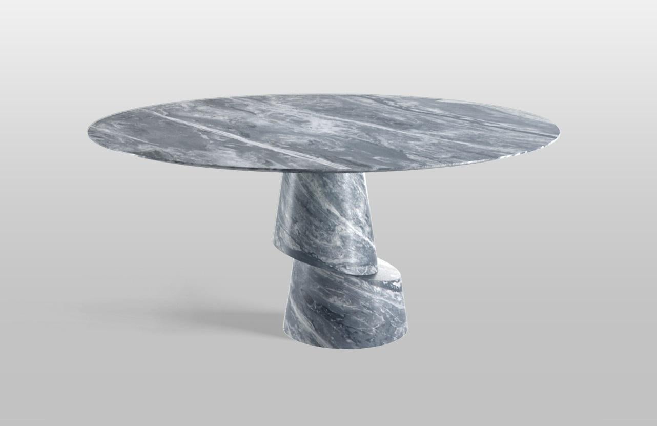 Slice Nuvolato Stone Dining Table by Etamorph
Dimensions: Ø 140 x H 45 cm.
Materials: Nuvolato stone.

Available in Graphite, White Carrara, Nuvolato and Jungle marble options. Other stones on demand. Please contact us. 

ETAMORPH is a NYC-based