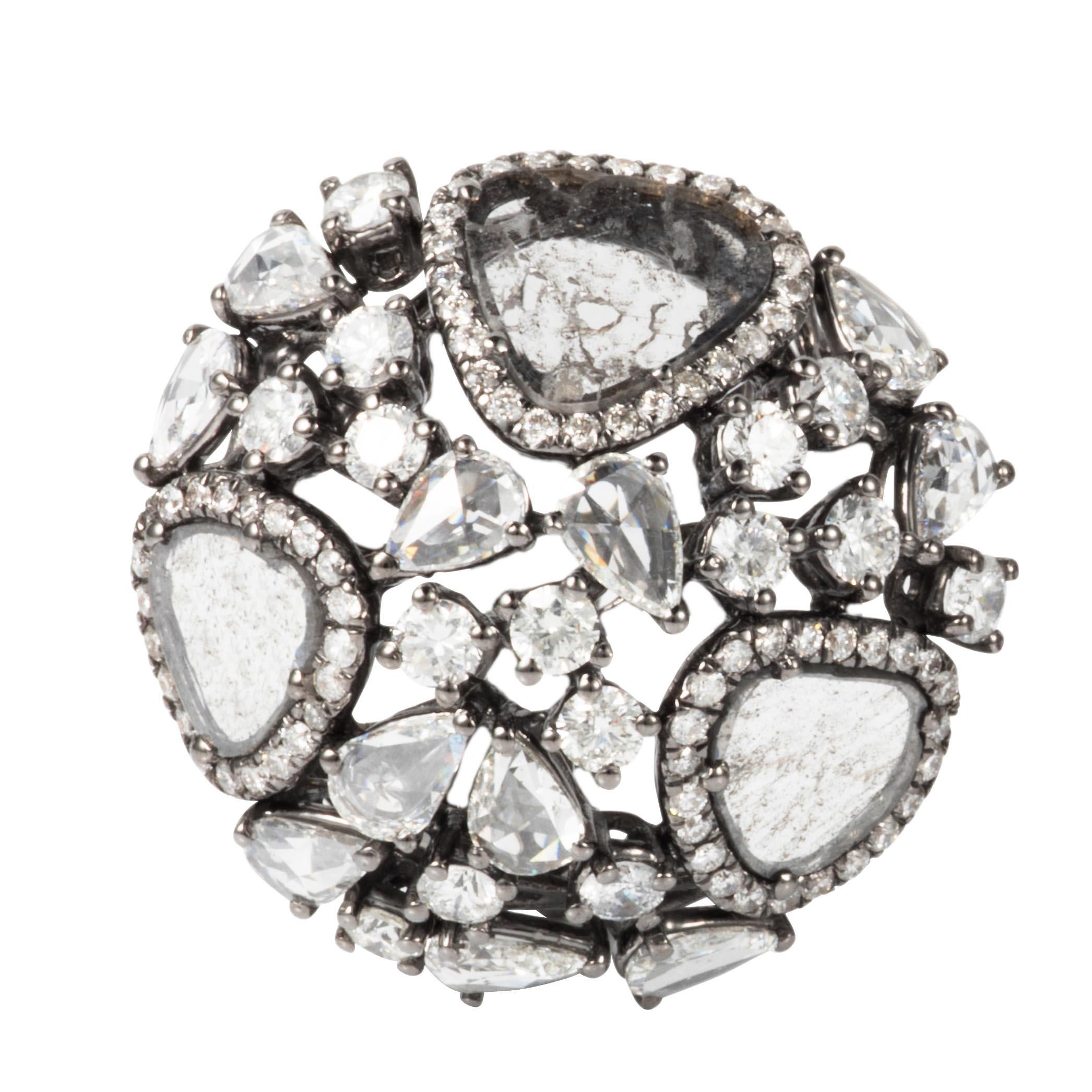 Manpriya B Slice, Rose-Cut & Fancy Diamond 18K Gold Cosmos Clip On Earrings (Moderne) im Angebot