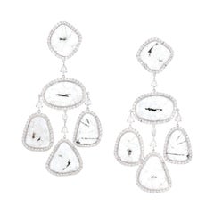 Manpriya B Slice Rose-Cut Diamond Girandole 18K Gold Chandelier Drop Earrings