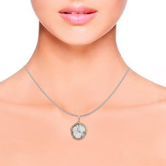 Slice Rosecut Polki Uncut Diamond Solid 14k White Gold Minimalist Pendant