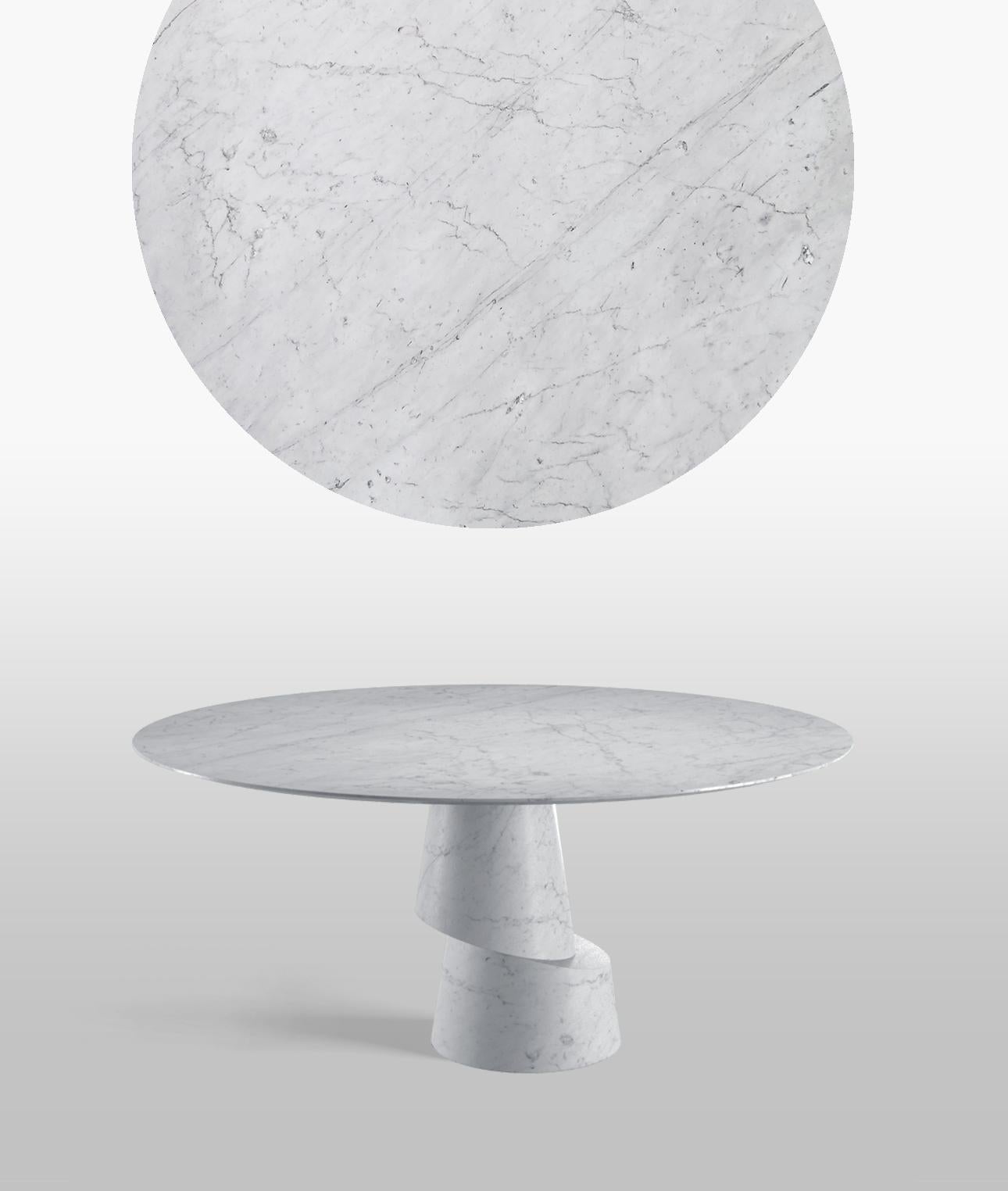 Post-Modern Slice White Carrara Dining Table by Etamorph For Sale