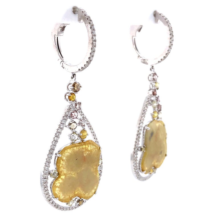 Slice Yellow Diamond Gold Earrings For Sale at 1stDibs