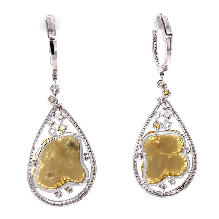 Slice Yellow Diamond Gold Earrings For Sale at 1stDibs