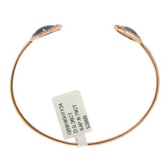 Sliced 8.7 Carat Blue Sapphire 0.36 Carat Diamonds 14 Karat Gold Bangle Bracelet