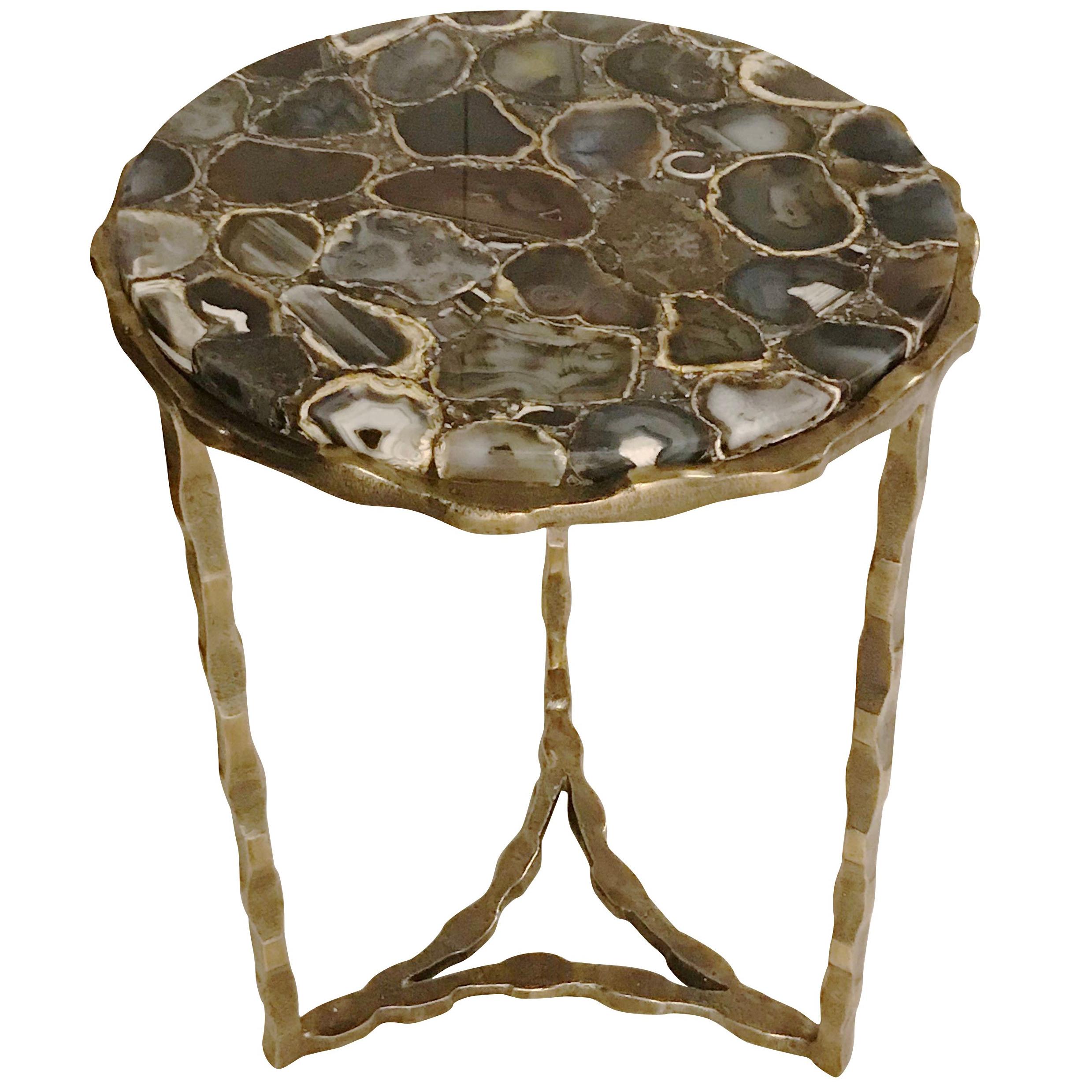 Sliced Agate Top Cocktail Table, Belgium, Contemporary