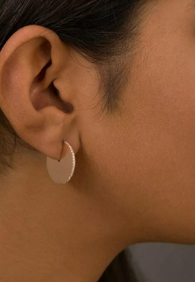 Round Cut Sliced Disc 14k Solid Gold Diamond Earring NS78 For Sale
