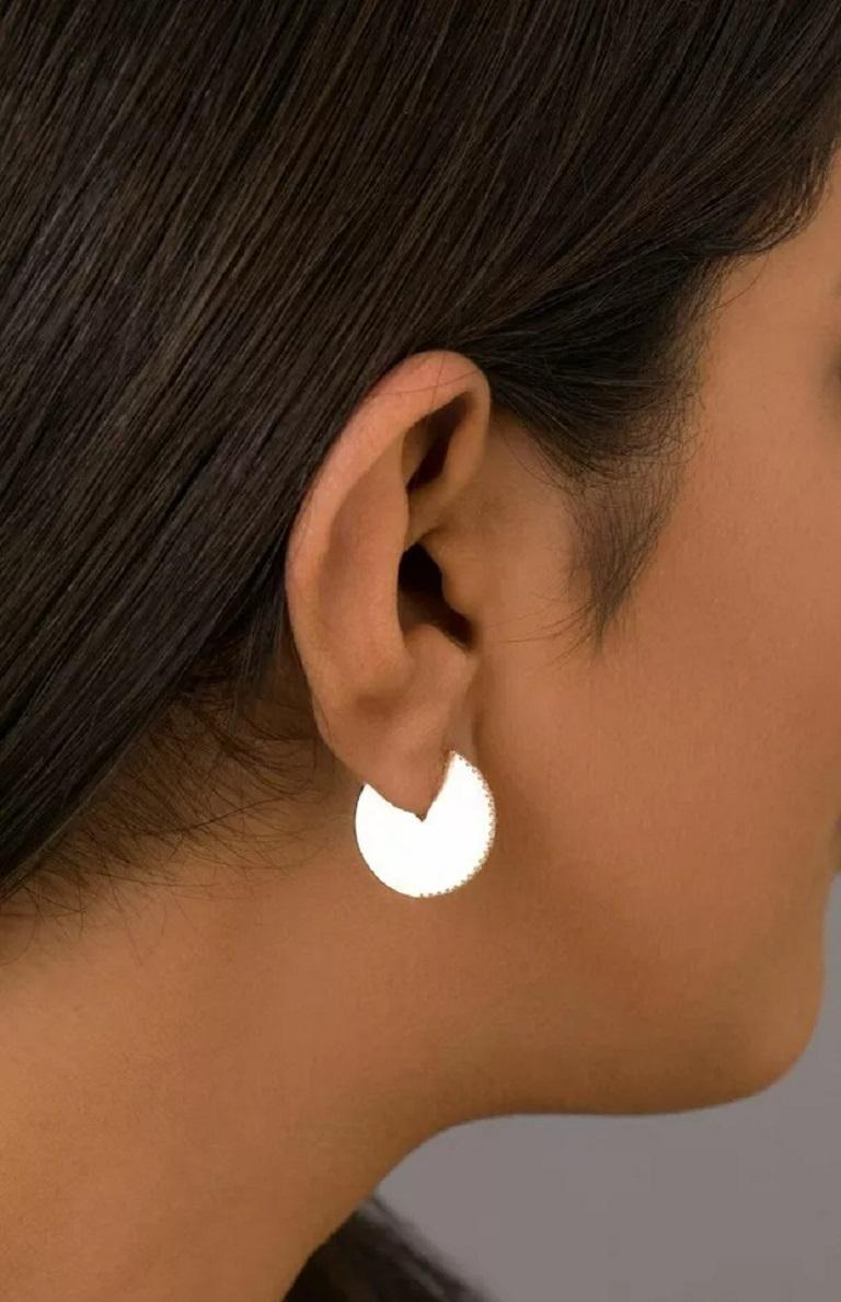 Sliced Disc 14k Solid Gold Diamond Earring NS78 In New Condition For Sale In Chicago, IL