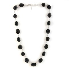 Sliced Geode Chain Necklace with Pave Diamonds Made in 14k White Gold