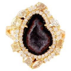 Sliced Geode Cocktail Ring With Diamonds Made In 18k Yellow Gold