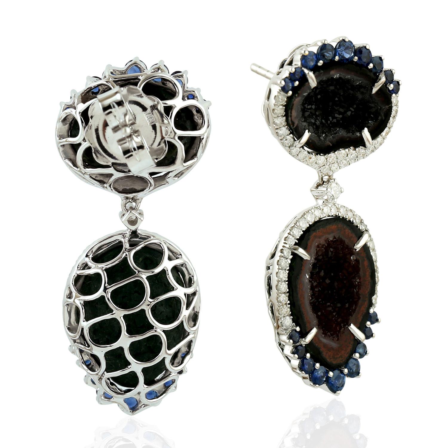 18KT:9.843g,D:0.79ct, GEODE:18.70ct,SAPPHIRE:1.20ct,