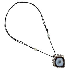 Sliced Geode Necklace with Multi Sapphire & Pave Diamonds in 18k Gold & Silver