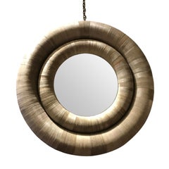 Sliced Paper Framed Round Mirror, Contemporary