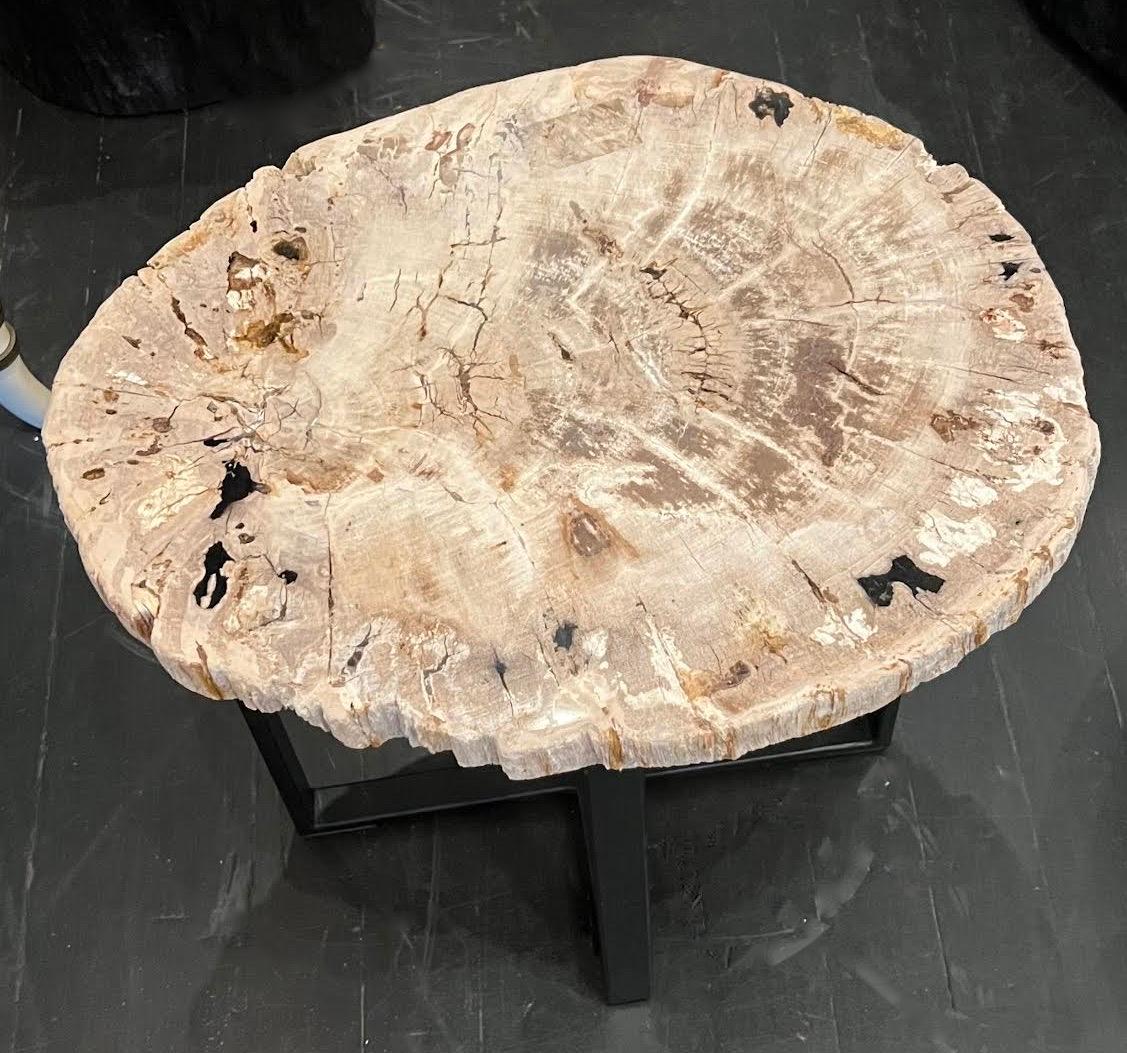 Indonésien Table d'appoint en bois pétrifié tranché, Indonésie, contemporaine en vente