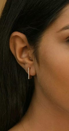 Sliced Plane 18K Solid Rose Gold Diamond Earrings