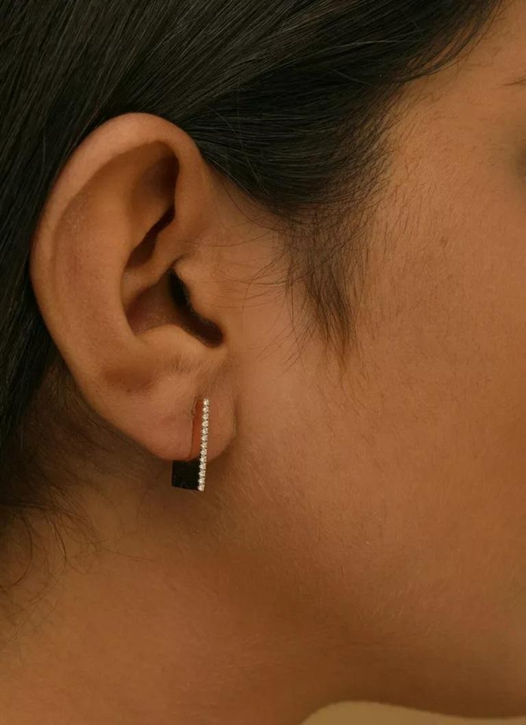Sliced Plane 18K Solid Rose Gold Diamond Earrings In New Condition For Sale In Chicago, IL