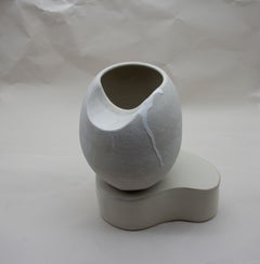 Sliced Sphere with Plinth Modern Ceramic Sculpture