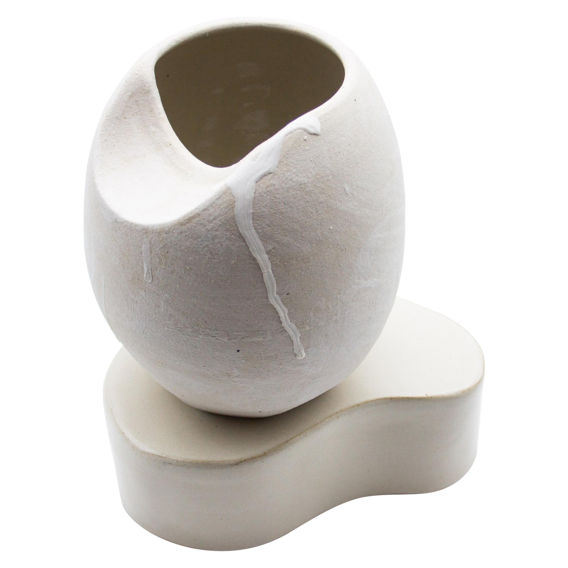 Sliced Sphere with Plinth Modern Ceramic Sculpture For Sale