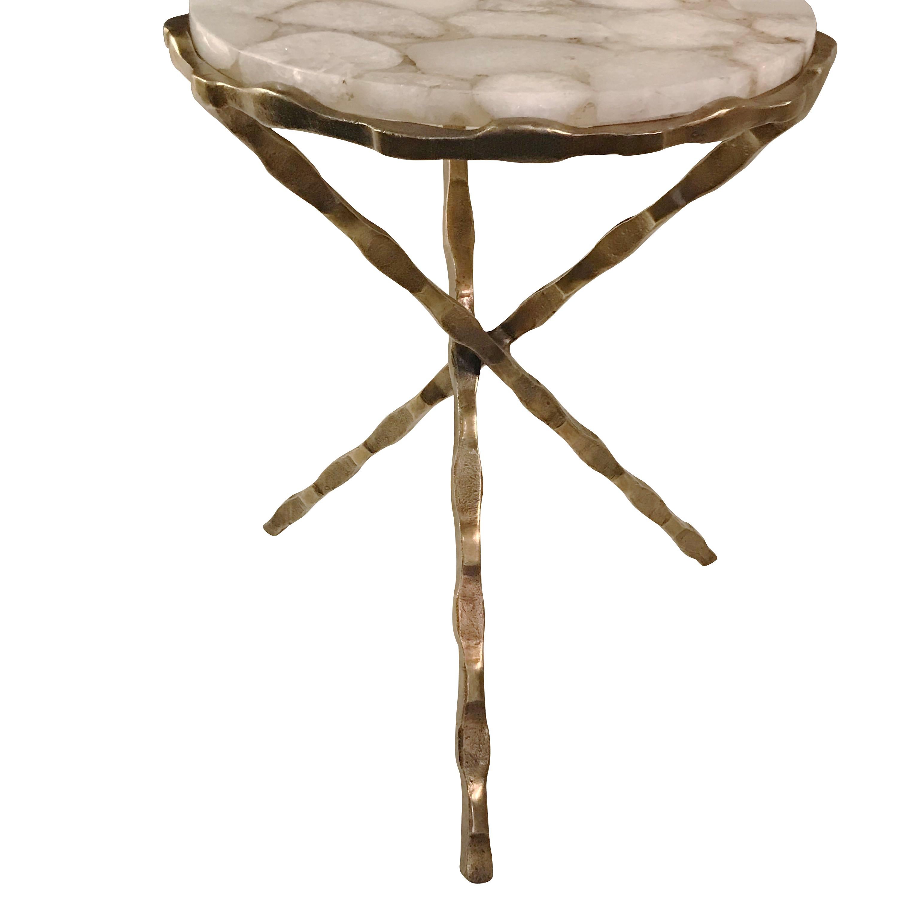 Belgian Sliced White Agate Top Cocktail Table, Belgium, Contemporary