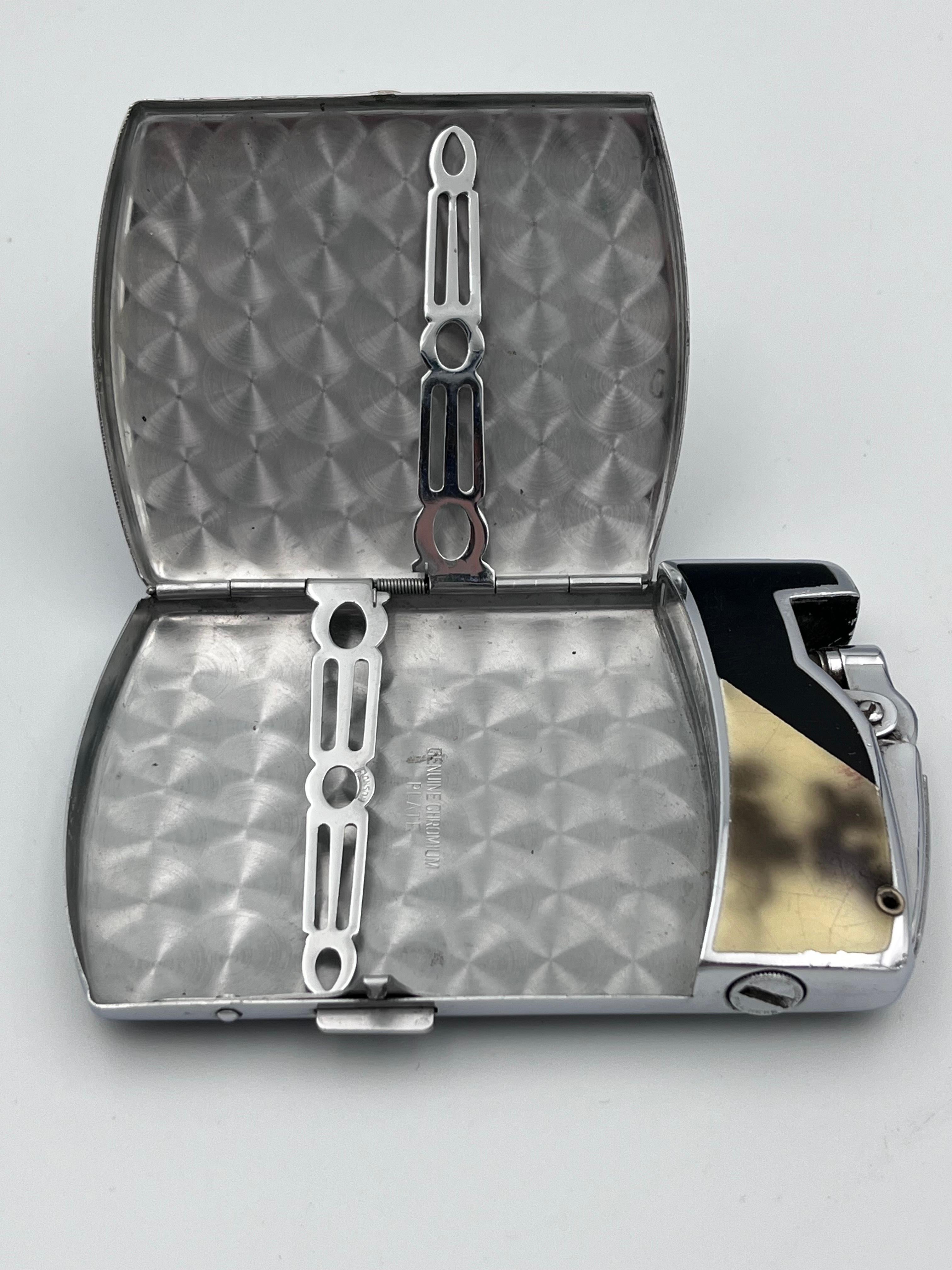 Slick 1930's Art Deco Ronson LYTA-Case Tuxedo Combo Zigarettenetui & Feuerzeug (Gemalt) im Angebot