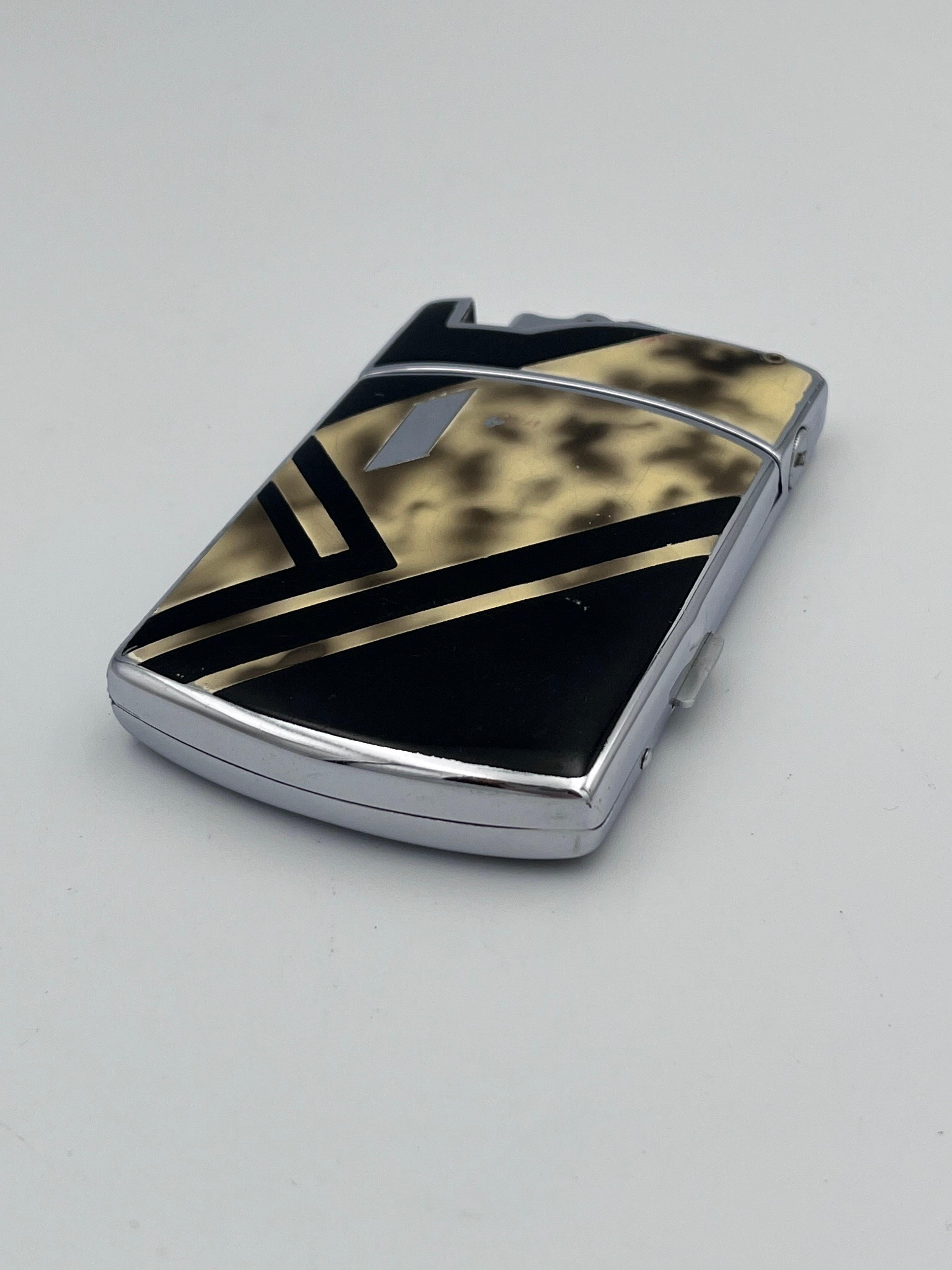 Slick 1930's Art Deco Ronson LYTA-Case Tuxedo Combo Zigarettenetui & Feuerzeug (Metall) im Angebot