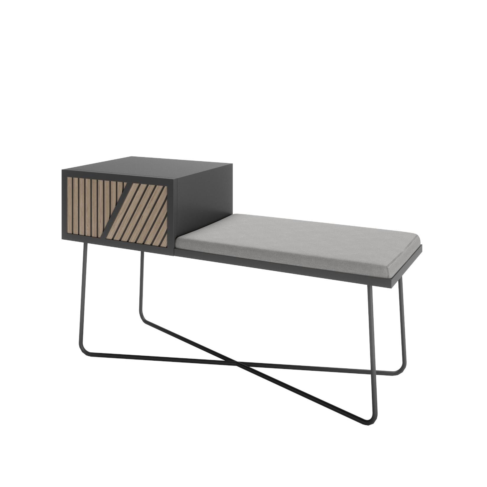 Scandinavian Modern Slide Bench 1 Drawer For Sale