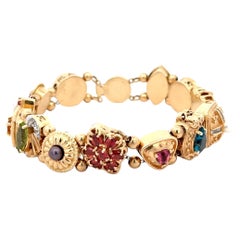 Slide Bracelet with Semi-precious Gemstones 14K Yellow Gold