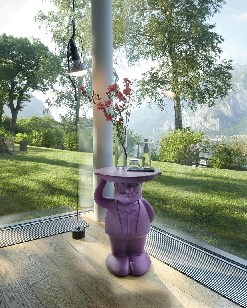 Slide Design Ambrogio Servant Table in Plum Purple by Favaretto & Partners For Sale 1