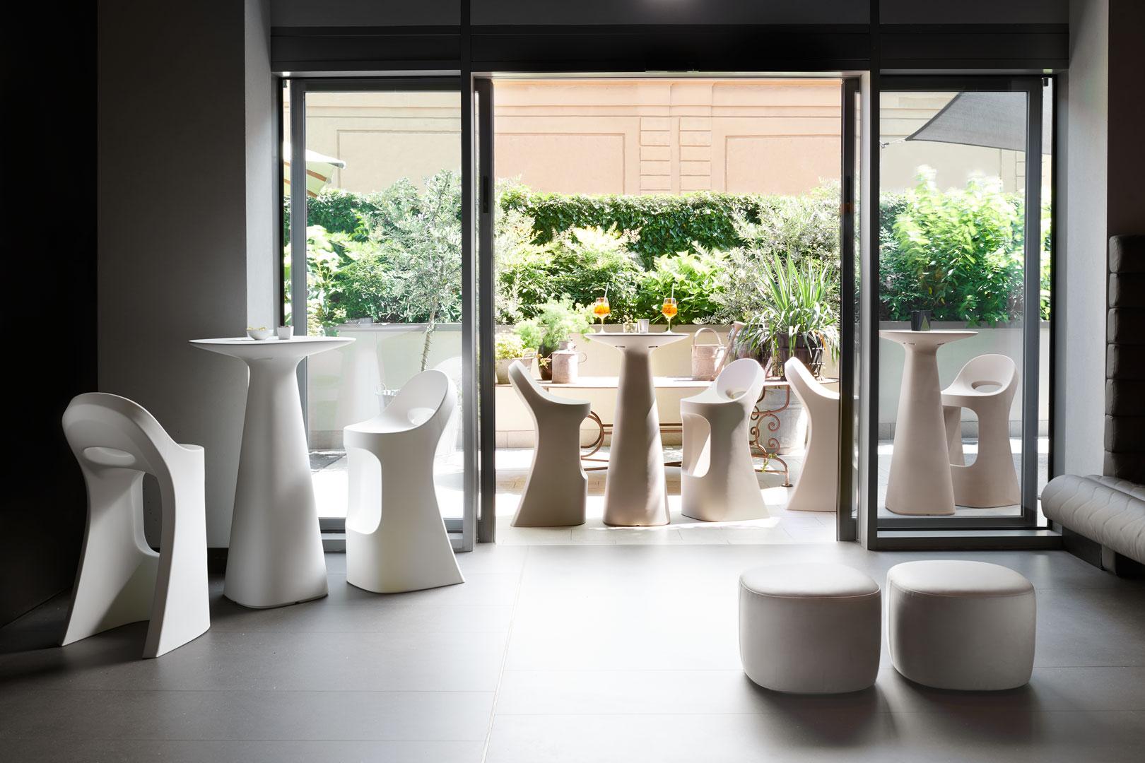 Contemporary Slide Design Amélie Sit Up High Stool in Milky White by Italo Pertichini For Sale