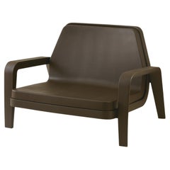 Fauteuil Slide Design America en tissu chocolat doux et cadre marron chocolat