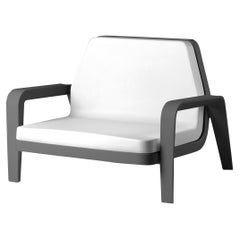 Slide Design America Armchair in Soft White Fabric with Elephant Gray Frame