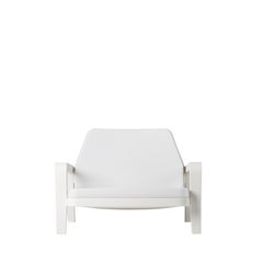 Slide Design America Armchair in Soft White Fabric with Milky White Frame