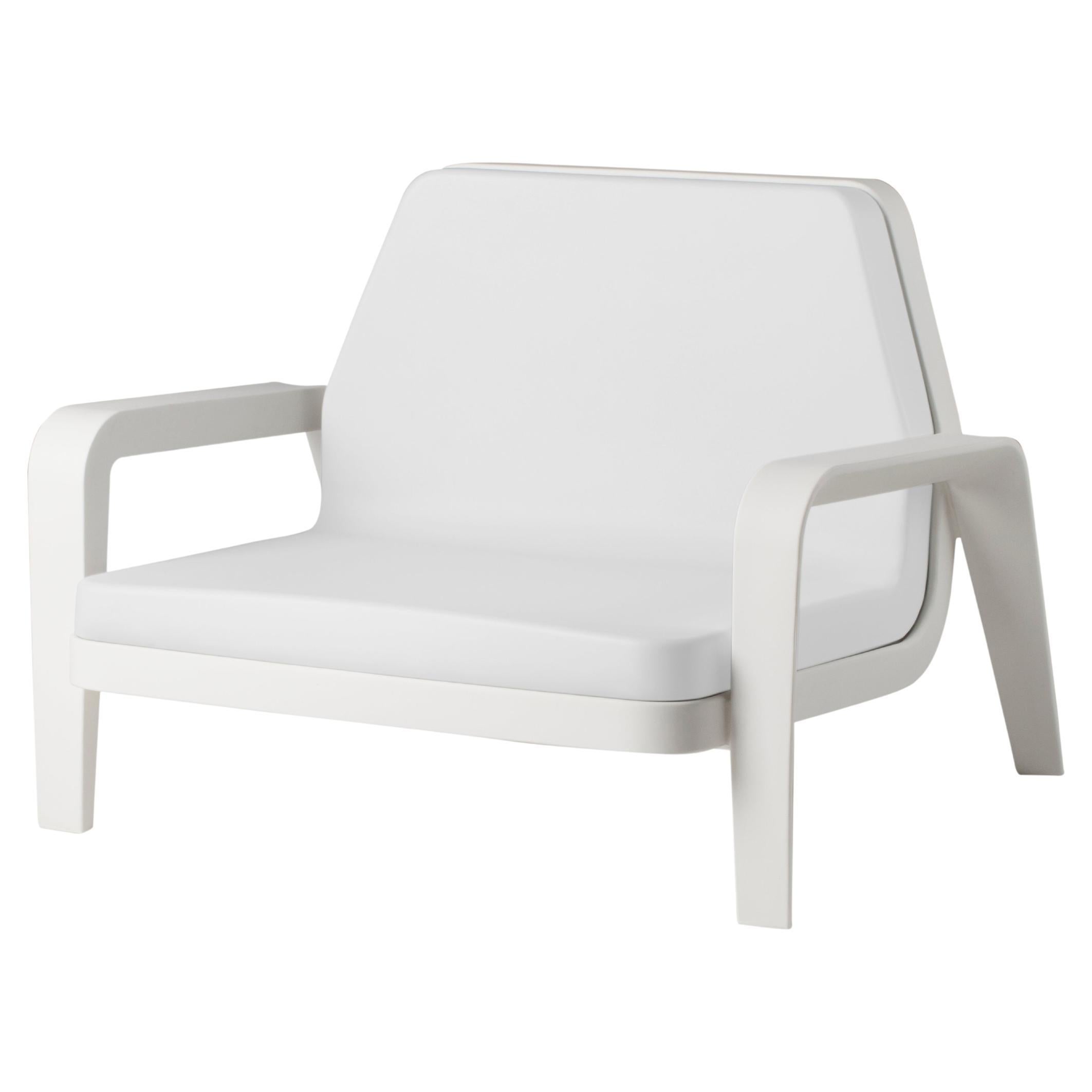 Slide Design America Armchair in Soft White Fabric with Milky White Frame