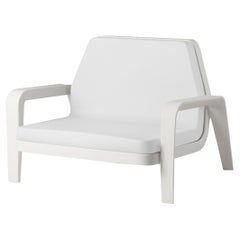 Slide Design America Sessel aus weichem weißem Stoff mit milchig-weißem Rahmen