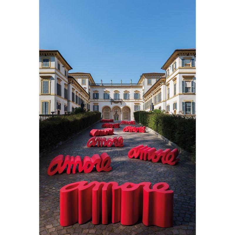 Amore bench belongs to an unusual project with the lettering philosophy, made by Giò Colonna Romano: a word becomes a design element and materializes, becomes a product that can communicate a message. The seat has got the stylized shape of the word