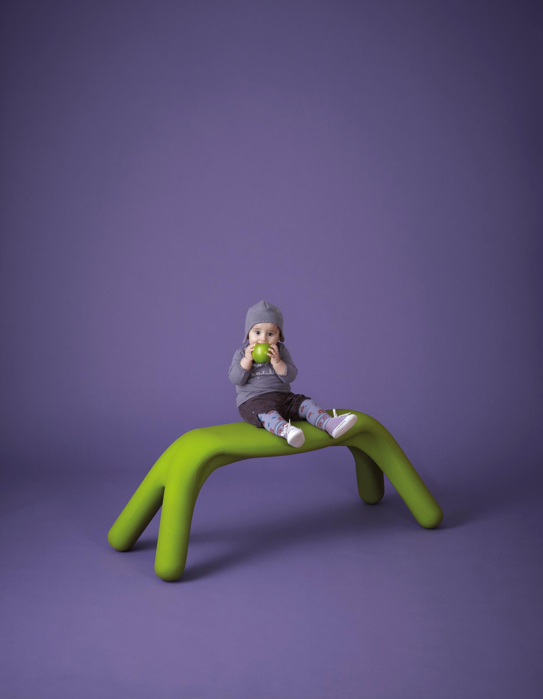 Contemporary Slide Design Atlas Bench in Lime Green by Giorgio Biscaro For Sale