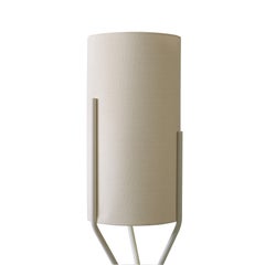 Slide Design Aura Floor Lamp in Ivory White Lampshade with White Stem