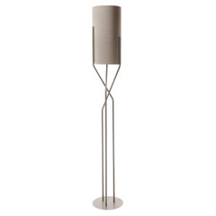 Slide Design Aura Stehlampe in Melange-Ecru-Lampenschirm mit perlengrauem Stempel