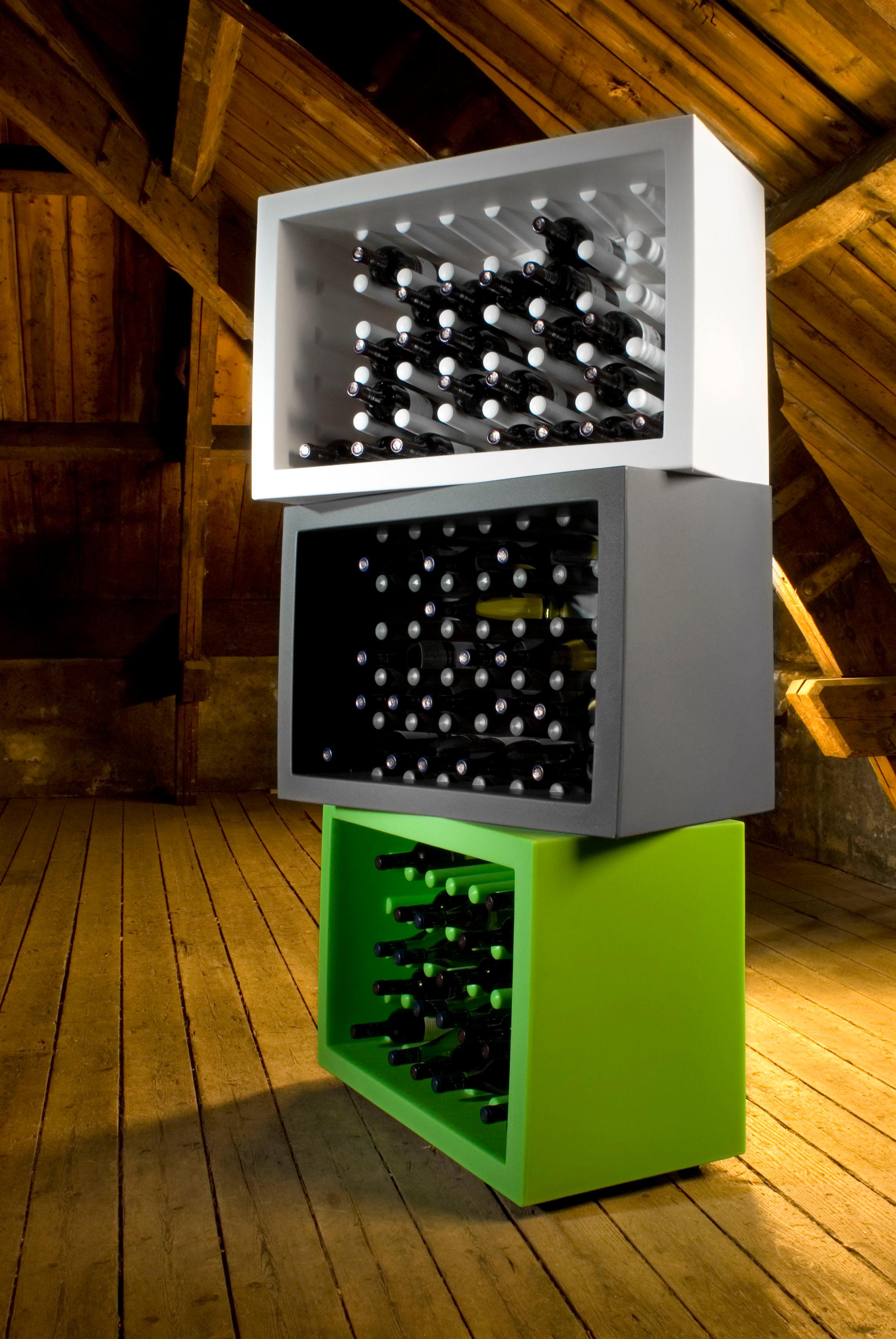 Contemporary Slide Design Bachus Wine Rack in Lime Green by Marcel Wanders For Sale