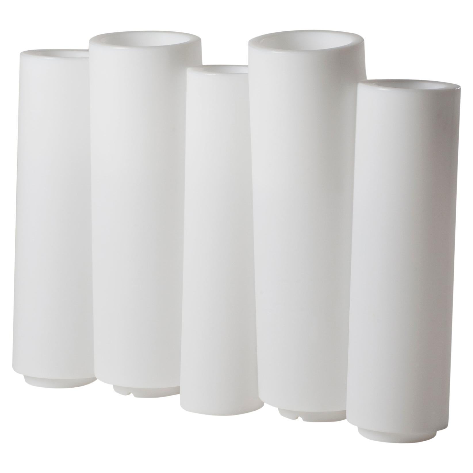 Cache-pot en bambou Slide Design blanc clair de Tous Les Trois en vente