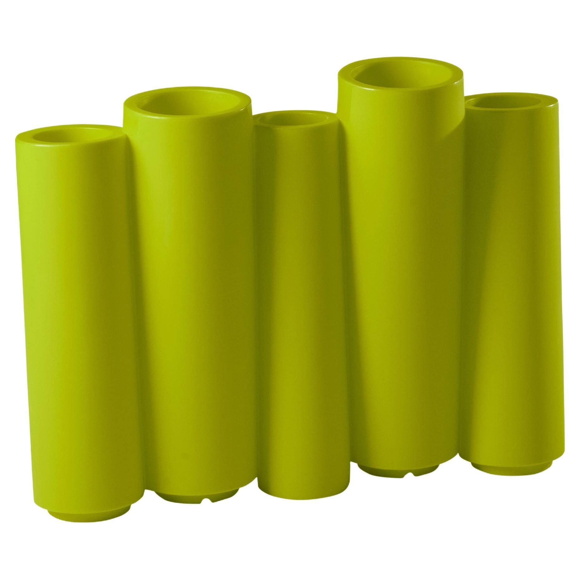 Slide Design Bamboo Cachepot in Lime Green by Tous Les Trois For Sale