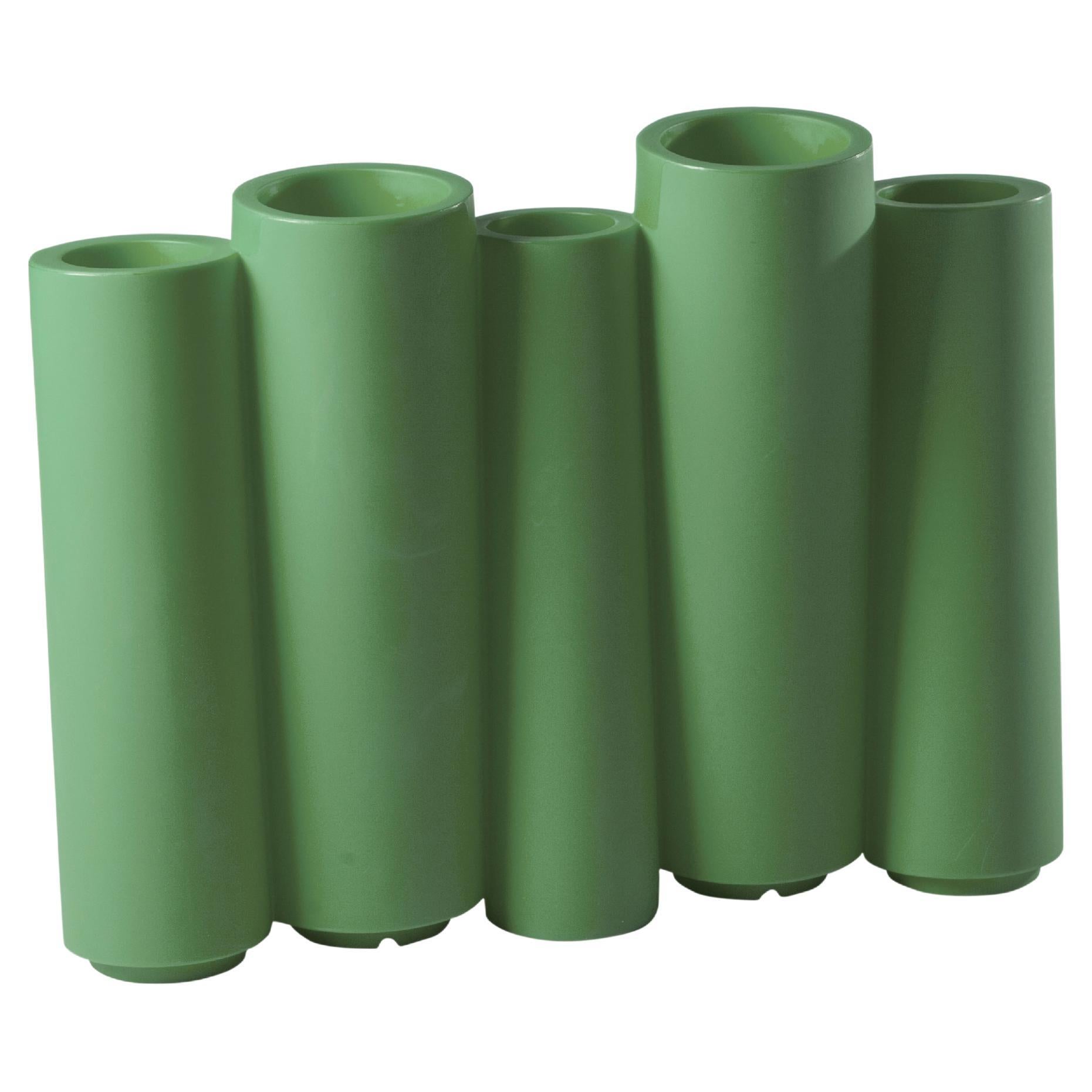 Cache-pot en bambou à motif de glissière en vert de Malva par Tous Les Trois