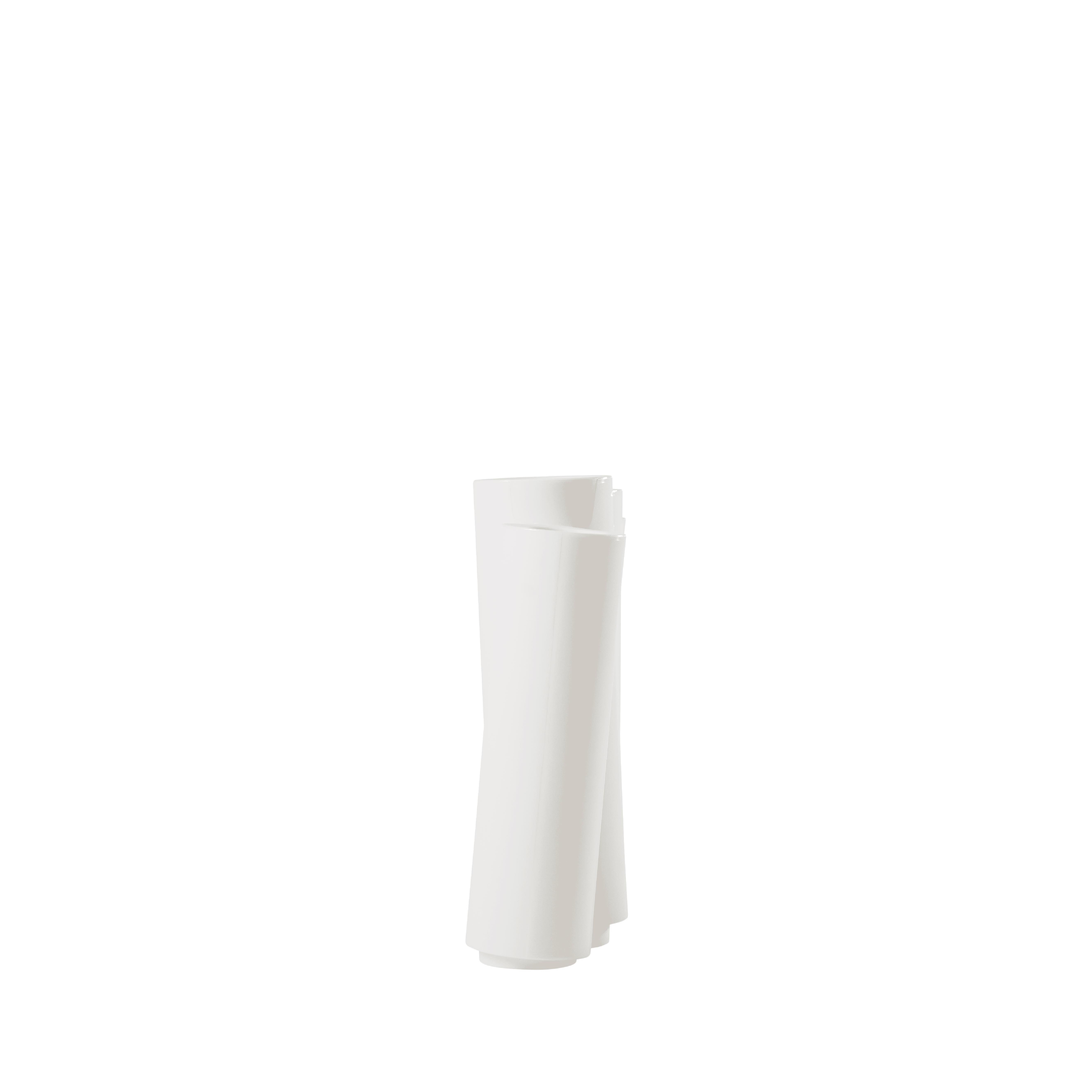 Italian Slide Design Bamboo Cachepot in Milky White by Tous Les Trois For Sale