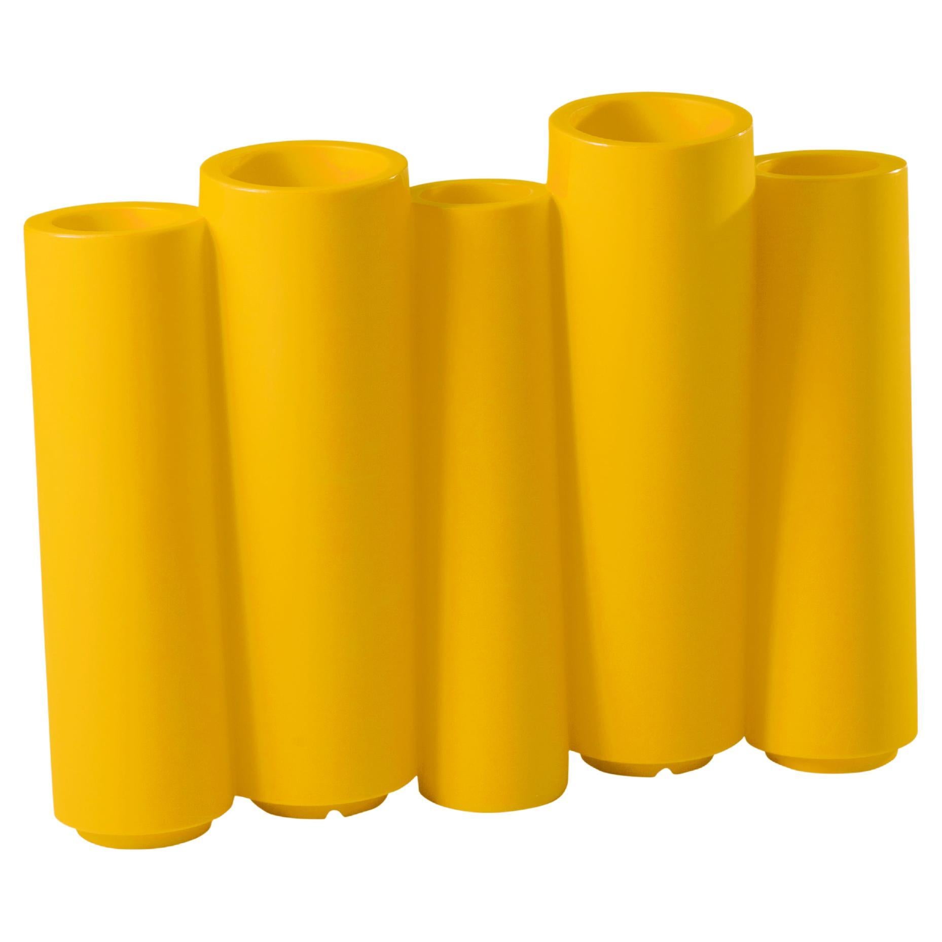 Slide Design Bamboo Cachepot in Saffron Yellow by Tous Les Trois For Sale